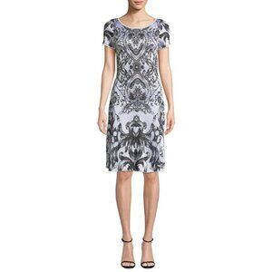 NWT Naeem Khan Black White Stretch Midi Dress $595